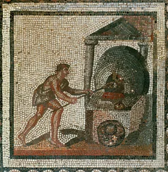 Skubber brød ind i ovnen (mosaik)