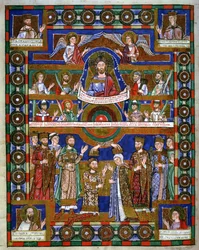 Kroningen af Henrik Løve og hans ægteskab med Mathilde, fra Henrik Løves evangeliebog
