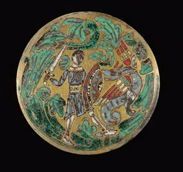 Kriger, der kæmper mod en drage, ca. 1170-1180