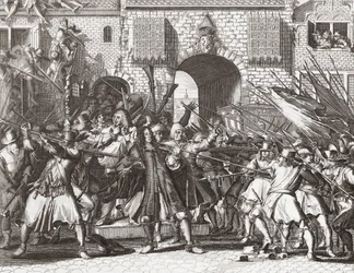 En lynchpøbel griber brødrene de Witt