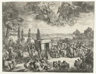Karl II af Spanien knæler ved en vogn