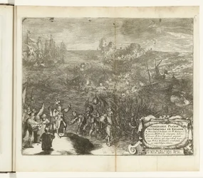 De spanske soldaters natlige rejse til Duiveland, 1575 Beundringsværdig Pas[s]age des Espagnols en Zelande (titel på objekt) Guerres de Flandres (serietitel)