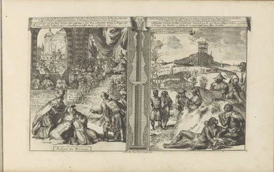 Tribunaal i Perzie; Khoikhoi i Guineers Persernes domstol // Hottentots in Guineesche / Hottentots and Inhabitants of Guinea (titel på objektet) Øst- og Vestindien og andre steder (serietitel)