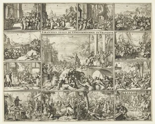 Forfølgelse af protestanter i Frankrig efter tilbagekaldelsen af ​​Ediktet af Nantes, 1685-1686 Tyran mod de reformerte i Vrankrijk (titel på objekt)