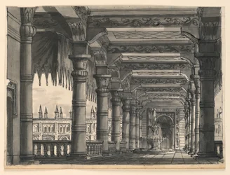 Scenedesign, Loggia med springvand i et orientalsk palads