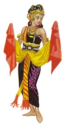 Mata Hari danser (gouache på papir)