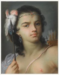 Tegning, personificering af Amerika, før 1720