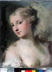 ""Diane"" (Diana) Pastelmaleri af Rosalba Giovanna Carriera (1657-1757) omkring 1746 Pushkin Museum, Moskva