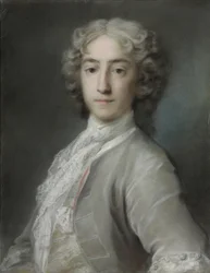 Portræt af Lord Sidney Beauclerk, halvlangt, i en grå fløjlsfrakke og hvidt lager