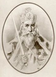 Charlemagne, alias Charles den Store eller Charles I, fra levende biografier om berømte herskere.