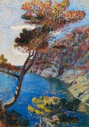 Portofino, af Rubaldo Merello (1872-1922), olie på lærred, 60x46 cm. Italien, 20. århundrede.