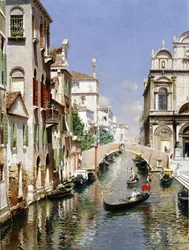 En venetiansk kanal med Scuola Grande di San Marco og Campo San Giovanni e Paolo, Venedig