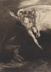 Lucifer bærer Kain op i det endelige rum, fra Otte raderinger til Byrons Kain, ..., 1919-1920