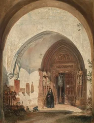 Portalen til Nonnberg Collegiate Church i Salzburg