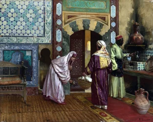 I Hammam par Ernst, Rudolf (1854-1932), - Olie på lærred, 48,8x60,9 - Privat samling
