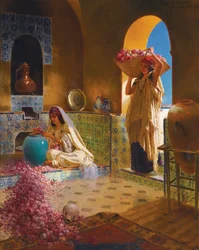 Les parfumeuses - Parfumemagerne - Rudolf Ernst (1854-1932). Olie på træ Mål: 55,5x45 cm Privat samling