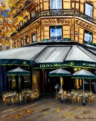 Efterår ved Les Deux Magots Paris, 2023 (olie på lærred)
