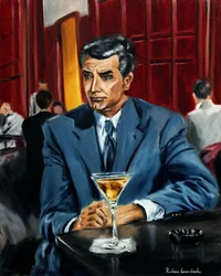Cary Grant i North by Northwest, 2023 (olie på lærred)