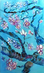 Eternal Blossoms Triptych - middle, 2024 (olie på lærred)