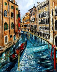 Gondol i Venedig Italien II, 2023 (olie på lærred)