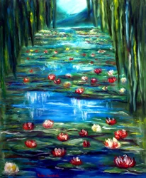 Monet Garden Water Lilies, 2025 (olie på lærred)