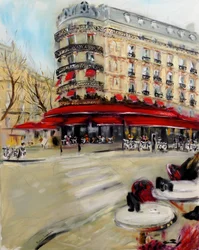 Paris Brewery Cafe Triadou Haussmann, 2021 (olie på lærred)