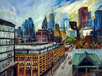 Rooftop Cityview of Toronto, 2021 (olie på lærred)
