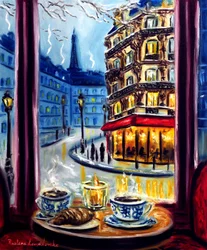 Table for Two in Paris, 2025 (olie på lærred)