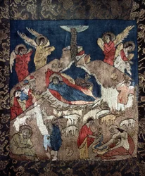 Nativity Detalje af et ligklæde, 1400-tallet