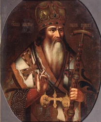 Portræt af Joachim, patriark af Moskva 1674-1690, slutningen af det 17. århundrede.