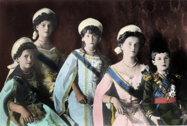 Portræt af børn af den russiske zar Nicholas II (1868-1918)