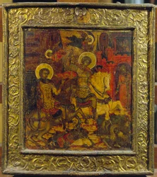 Ikon, der forestiller St. George og St. Demetrius, ca. 1676 (tempera på panel)