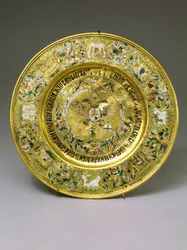 Tallerken ejet af zar Alexei Mikhailovich Romanov (1629-1676) ca. 1675 (guld og emalje)
