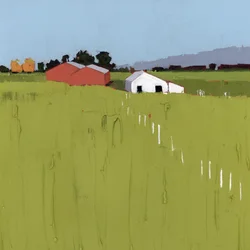 Fence Line, 2025 (akryl på træpanel)