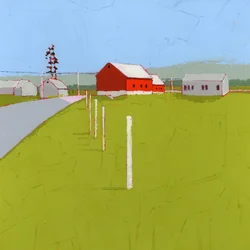 Round the Bend, 2025 (akryl på træpanel)