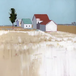 Snow on the Roof, 2025, akryl på træpanel