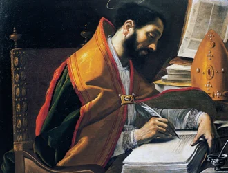 Sankt Ambrosius, maleri af Rutilio Manetti (1571-1639), olie på lærred, 67x89 cm, Italien