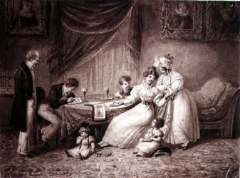 Akvarelisterne, ca. 1830 (sepia akvarel på papir)