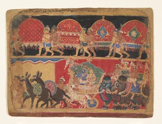 Krishna og Kshatriya-pigerne fortsætter til Dwarka..., Ka. 1520-30.