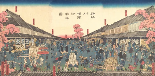 "Den nyåbnede havn i Yokohama i Kanagawa-præfekturet", 2. måned, 1860.
