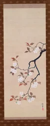 Hængende rulle, der viser Cherry Blossoms, fra A Triptych of the Three Seasons, japansk, tidligt i det 19. århundrede