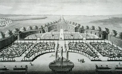 Udsigt over Orangeriet ved Geibach, indgraveret af Johann Georg Pintz (1697-1767/8)