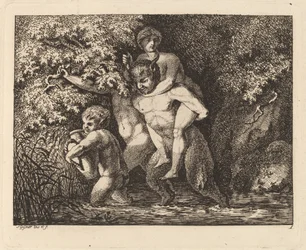 Satyr, der bærer en nymfe på ryggen