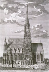 Stephan-katedralen i Wien, graveret af George-Daniel Heumann (1691-1759)
