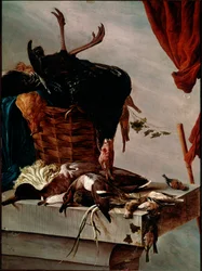 Stilleben med Tyrkiet Maleri af Salomon Van Ruysdael eller Ruisdael (1600-1670) 1661 Dim. 112x85 cm Paris, Musée du Louvre