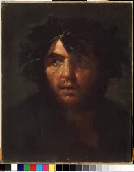 ""Portræt af en mand med en laurbærkrans"" Maleri af Salvator (Salvatore) Rosa (1615-1673) State M. Ciurlionis Art Museum, Kaunas