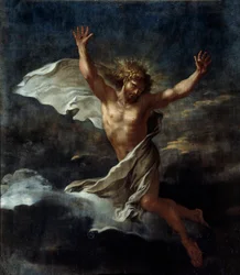 Den opstandne Kristus-maleri af Salvator (Salvatore) Rosa (1615-1673) 1600-tallets søn. 1,09x0,96 m Chantilly, Musee Conde