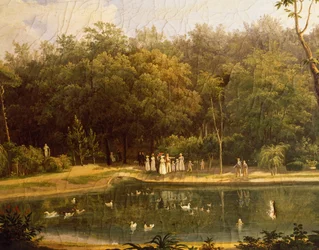 Fiskedammen i Real Bosco (Royal Wood) af Portici, af Salvatore Fergola (1799-1877)