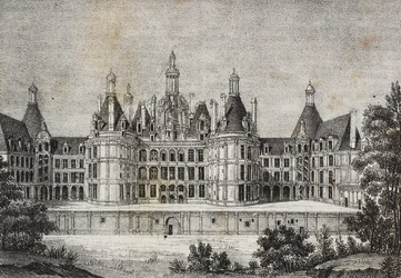 Chambord Castle, Frankrig, litografi af Salvatore Puglia fra Poliorama Pittoresco, n 39, 6. maj