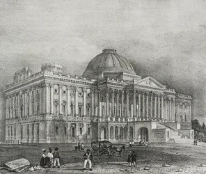 Facade af Capitol-bygningen i Washington, USA, litografi af Salvatore Puglia fra Poliorama Pittoresco, n 42, 28. maj
